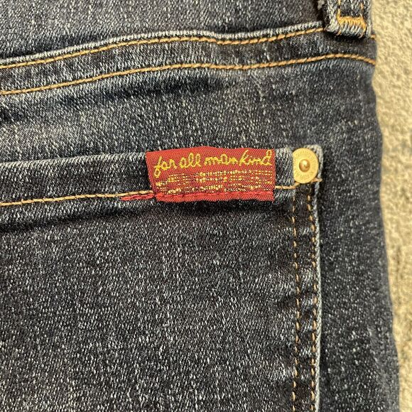 7 For All Mankind The Ankle Skinny Jeans Dark Wash Denim Blue Women Size 32 - Picture 6 of 8